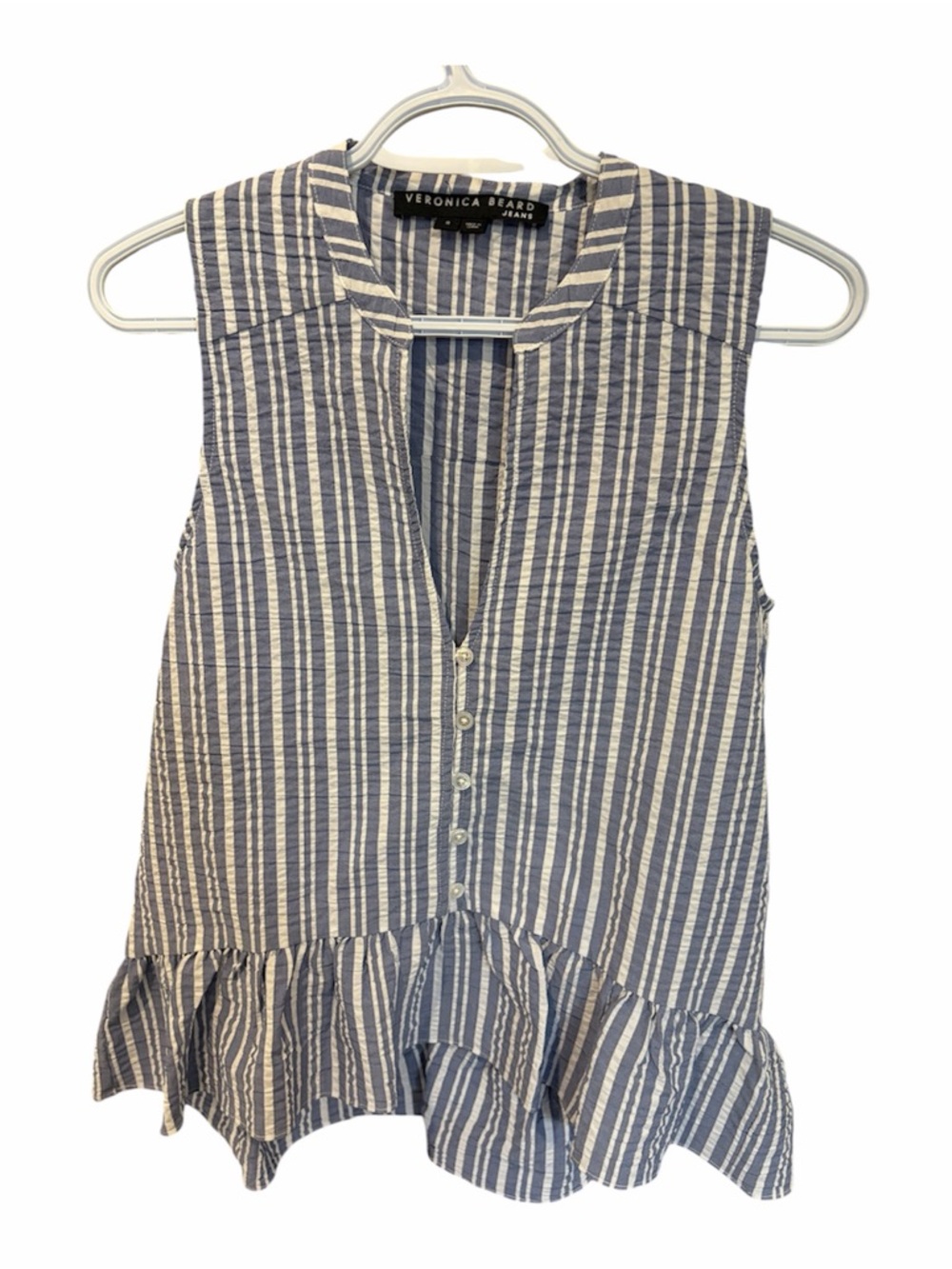 Veronica Beard  Striped Sleeveless Ruffle-Hem Camisole - Size Small - Like New